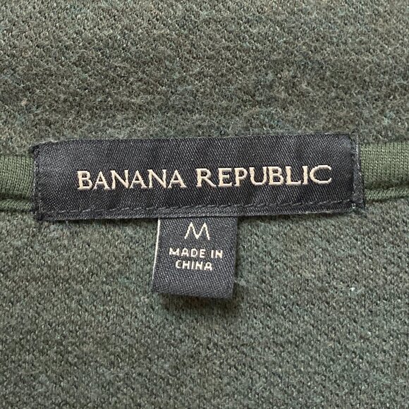 Banana Republic Waffle 1/4 Zip Pullover Sweater Green Mens Large - Picture 6 of 16